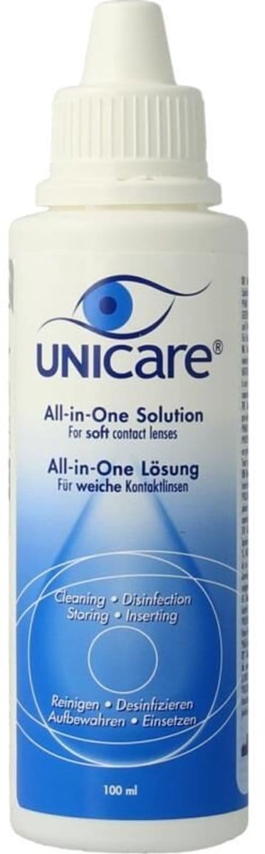 Unicare - Alles-in-één - 3 x 100 ml - Hoge Kwaliteit lenzenvloeistof voor zachte contactlenzen - Voordeelverpakking - Reisformaat