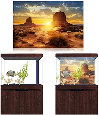 Dailygoods- Aquarium Poster - Zon/Woestijn Stijl - Achtergrond Poster - Dikker PVC - Zelfklevend - Eenvoudig te installeren (122 x 61 cm)