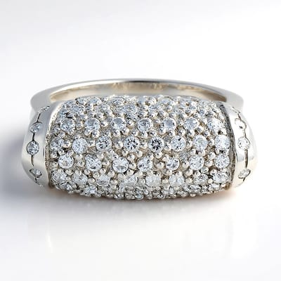 Cavill - Zilveren ring met 1,258 ct witte topaas - 925 sterling zilver - Ronde briljant pavé en bezel gezet - Luxe topaas sieraden