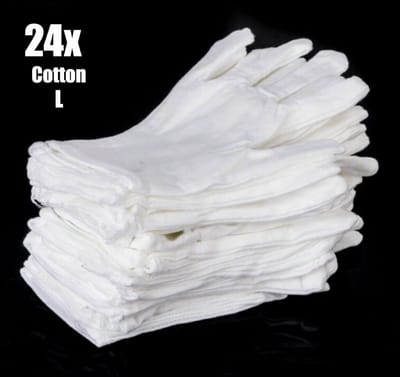 Witte Katoenen Handschoen Wit L - Handschoen L Wit – Munt Handschoen - Gezondheidszorg - Ziekenhuis - Beauty Center – Kapper - Jewelry - eczeem - allergie - juweliers – Handschoenen 100% Katoen maat L - 24 Stuks/12 Paar