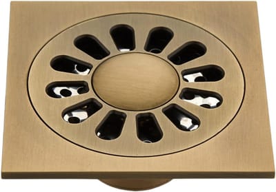 Vierkante Afvoerput - Douche Afvoer - Voorkom Verstopping - Anti Geur Insecten - 10x10 cm - Koper