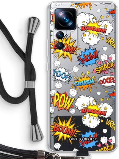 Case Company® - Hoesje met koord geschikt voor Xiaomi 12T hoesje met Koord - Pow Smack - Telefoonhoesje met Zwart Koord - Bescherming aan alle Kanten en Over de Schermrand