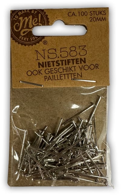 Nietstiften - Zilver - Sierradenaccessoires - DIY - Oorbellen - Bedel - Pailletten - ca. 100 stuks - 20mm