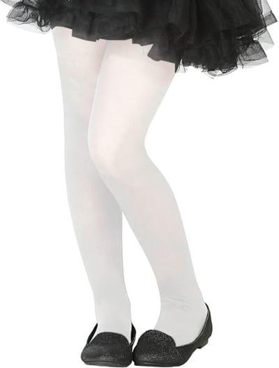 Carnaval verkleed panty voor kinderen - wit - 40 denier - voor 6 tot 12 jaar - Maillot