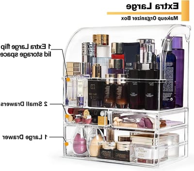 X-Large acryl make-up organizer opslag - heldere cosmetica vitrine met laden - waterdichte hoes voor badkamer dressoir