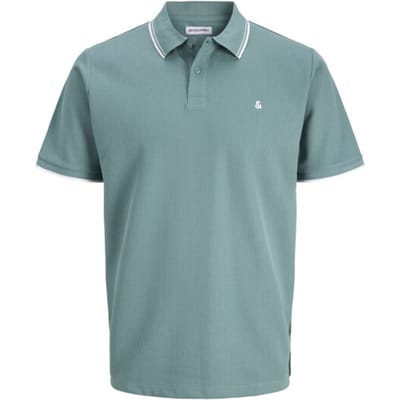 Jack & Jones blauwe heren polo   Rib kraag   Regular fit   Knoopsluiting   Duurzaam   Korte mouw Blauw XL