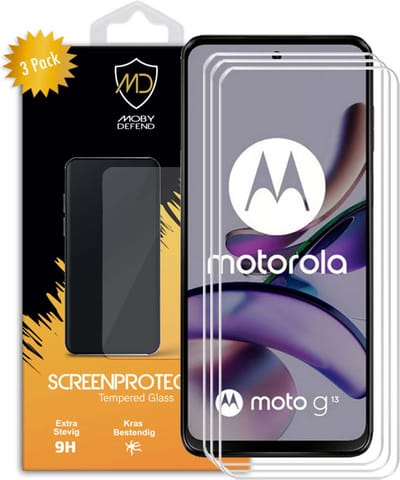 3-Pack MobyDefend Screenprotectors - Geschikt voor Motorola Moto G13 / G23 / G53 - Case-Friendly Screensaver - Gehard Glas