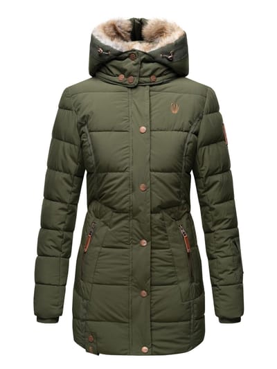 Marikoo dames winterjas met capuchon & imitatiebont voering