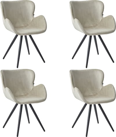 Colenis® - Anabella Eetkamerstoel - Set Van 4 - Beige - Velvet - Industrieel - Met armleuning