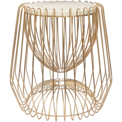 Kayoom- Bijzettafel Malibu 225 - Wit/Goud- 50x50x51cm - Handgemaakt
