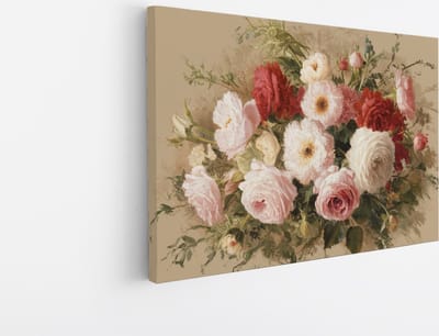 Saammp Canvas Schilderij - Gekleurde bloemen - rood - Abstract - 30x20 - Foto op canvas - Wanddecoratie - Muurdecoratie Woonkamer - Kantoor Decoratie
