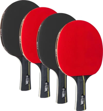 Tafeltennis Set - Pingpong Batjes - Sport Spelen - 7 Lagen Hout - 4 Batjes - Zwart
