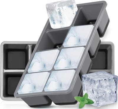 Famanu – Set van 2 siliconen ijsblokjesvormen – Met deksel – BPA-vrij en stapelbaar – Voor bier, cocktails en whisky