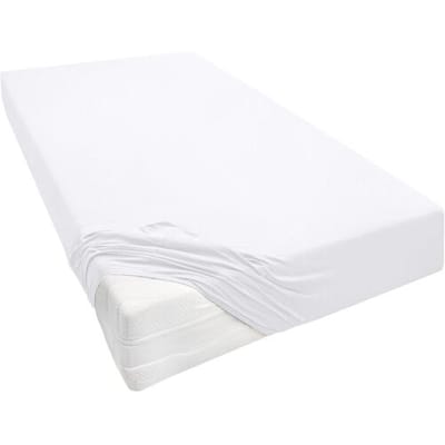 Biberna Jersey hoeslaken voor boxspringmatrassen (Wit, 90-100 x 200-220 cm)