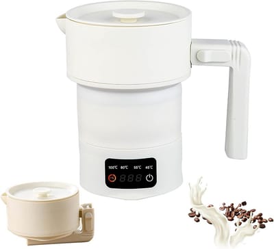 Opvouwbare Waterkoker - Reis Waterkoker - Warme Dranken Maken - 4 Temperatuur Instellingen - 600 ml - Wit