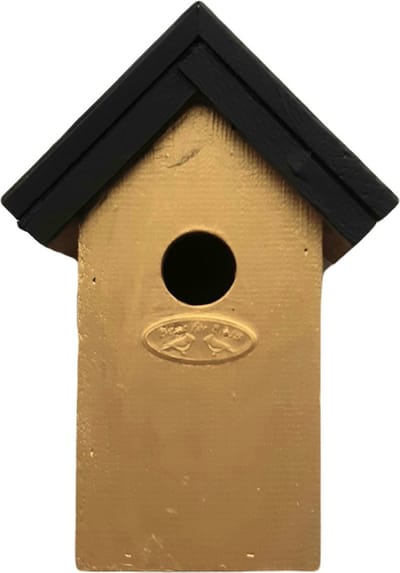 Houten vogelhuisje/nestkastje 22 cm - in het zwart/goud maken - Dhz schilderen pakket - 2x tubes verf en kwasten
