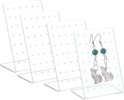 4 Pack Oorbellenhouder met 42 Gaten - L-vormige Oorbellen Display Stand voor Sieraden Organizer en Show Rack van Plastic
