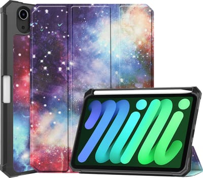 Hoesje Geschikt voor Apple iPad Mini 6 (2021) - 8.3 inch - 6e Generatie - Dun & Stevig - Trifold Bookcase - Hard Cover Case - Met Uitsparing Geschikt voor Apple Pencil - Hardcover Book - Tablet Hoes - Galaxy