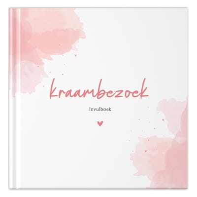 Fyllbooks - Kraambezoekboek - Kraamtijd - Invulboek voor Kraambezoek - Kraamboek - Watercolour Roze - Geschikt voor: 66 Gasten