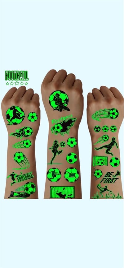 Tattoo stickers Voetbal Glow in the Dark ( Neon ) 10 vellen