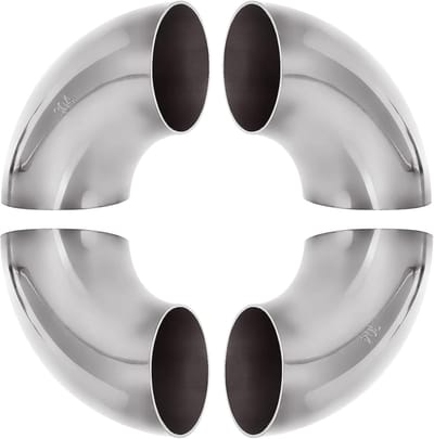Pack van 4 Mandrel Bocht Elboog 90 Graden, 2.5 Inch OD, 16GA Roestvrij Stalen Buizen voor Uitlaat en Trapleuning