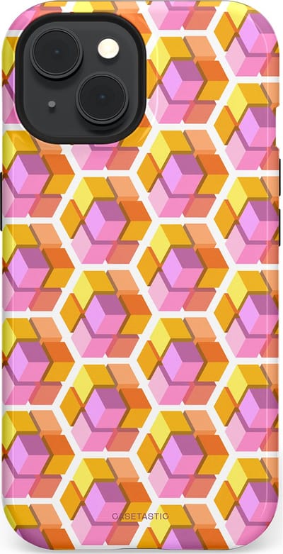 Casetastic Hoesje Geschikt voor Apple iPhone 15 Magsafe - Stijlvolle Beschermende Duo-layer Case - Pastel Hex Kunst