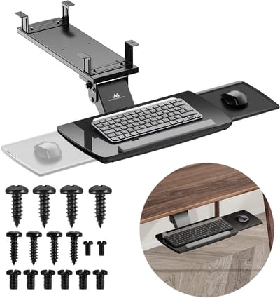 Maclean - Toetsenbordhouder voor onder het bureau, verstelbaar, max. 5kg, zwart, MC-156 B