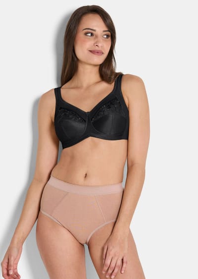 Beha zonder beugels, met bloemenborduursel - zwart - Gr. 100 B van Goldner Fashion