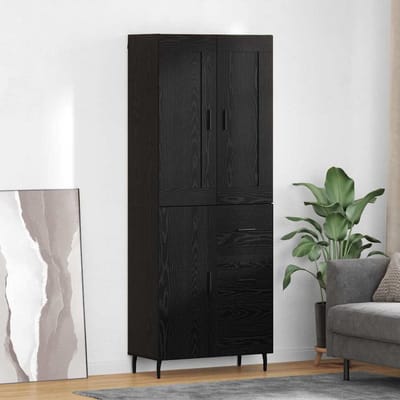 vidaXL - Highboard - 2 - st - Zwart - Eiken - 69,5 - x - 34 - x - 180 - cm - Bewerkt - hout