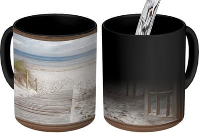 Magische Mok - Foto op Warmte Mokken - Koffiemok - Doorkijk - Strand - Duinen - Pad - Landschap - Magic Mok - Beker - 350 ML - Theemok