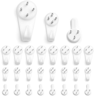 Dailygoods- Foto Haken - Sporenloze Wandhaken - Ophanghaken - Frame Hanger - 24 Stuks - Eenvoudige Installatie - Geschikt voor Houten Wanden