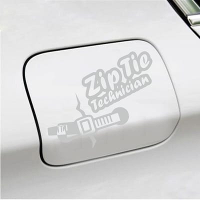 Bumpersticker - Zip Tie Technician - 11,2 X 14,8 - Licht Grijs