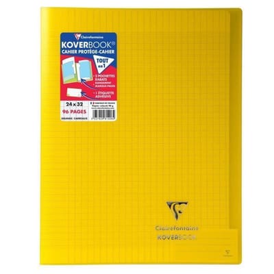 CLAIREFONTAINE - notitieboek met KOVERBOOK-steken - 24 x 32 - 96 pagina's Seyes - doorzichtige Polypro-cover - geel