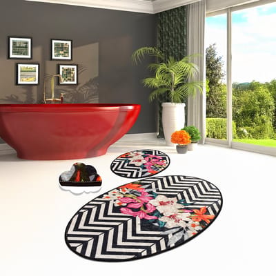 Bosdela Marken Ovale 2-delige Wasbare, zachte en comfortabele badmatten, toiletmatten en badkleden zijn ideaal voor de badkamer en het toilet 60x100 + 50x60 cm