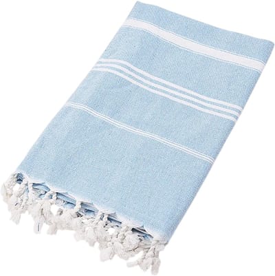 Snel Droog Strandlaken XXL – 100% Katoen, Hoog Absorberend & Zandvrij Bad- en Reishanddoek, Lichtgewicht Grote Strandhanddoek, Strandlaken voor Strand en Reizen - Blauw