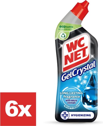WC NET Gelcrystal Toiletreiniger - Blue Fresh - 6 flessen - Voordeelverpakking