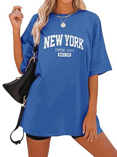 Oversized T-shirt voor dames met vintage letterprint - Zomer top met korte mouwen