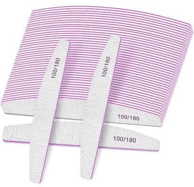 Professionele Nagelvijlen Set van 25 - 100/180 Grit Dubbelzijdige Nagelvijlen voor Natuurlijke Nagels