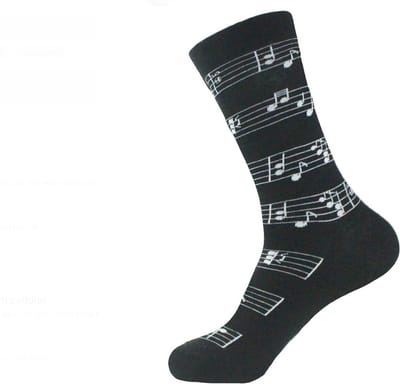 Sokken heren - mannen - zwart - leuke print noten - musiek - piano - maat 40 - 46 - cadeau voor hem - geschenk man - cadeau mannen - kerst cadeau - verjaardagscadeau - vaderdag cadeau