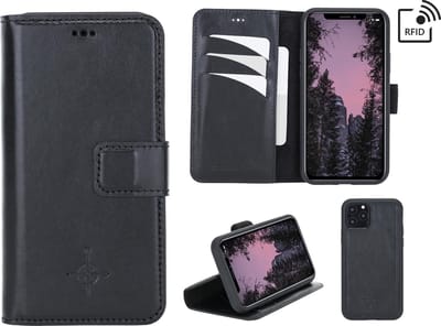 NorthLife Geschikt voor iPhone 11 Pro - Leren Afneembare 2-in-1 bookcase telefoonhoes - Zwart
