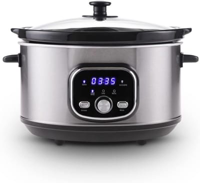 MMP® Slowcooker met timer - Slowcooker - Crockpot - Zilver - ‎25cm x 32cm x 23cm