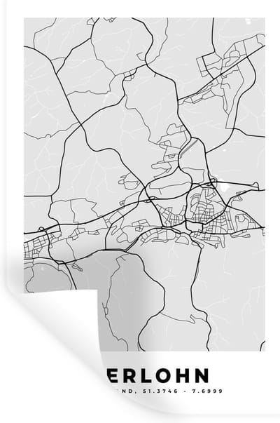 Muurstickers - Sticker Folie - Plattegrond - Duitsland - Iserlohn - Kaart - Stadskaart - 20x30 cm - Plakfolie - Muurstickers Kinderkamer - Zelfklevend Behang - Zelfklevend behangpapier - Stickerfolie