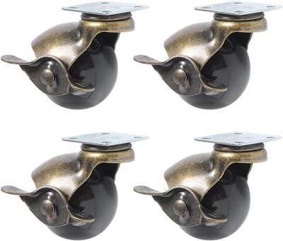 Set van 4 Remwielen met Kap - Zwenkwielen 360 Graden Draaibaar, 1,5 Inch, 20 kg Draagkracht