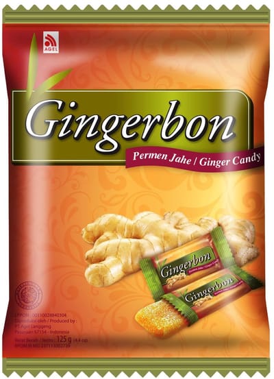 Gingerbon Gembersnoepjes – Doos van 20 stuks (20 x 125g) | Indonesische gember snoepjes met Kajal Sticker