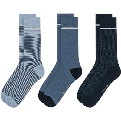 Ted Baker 3pk Mens Non Terry Crew Blue Maat: OS | Sokken Outlet | Heren | Blauw