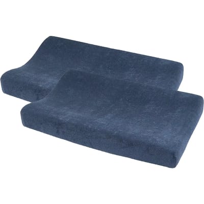 Meyco Baby Uni Aankleedkussenhoes - 2-pack - Badstof - Indigo - 85x75cm