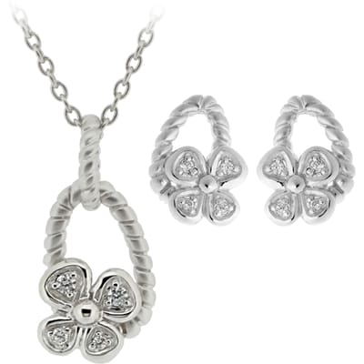 Orphelia Dames 925 Sterling Zilveren Set: Ketting-Hanger + Oorbellen - Zilver SET-6020