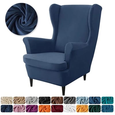 Fluwelen Oorfauteuilhoezen Stretch Wingback Bankhoes met Zitkussenhoes Elastisch Effen Kleur Bank Fauteuil Stoel Slipcovers