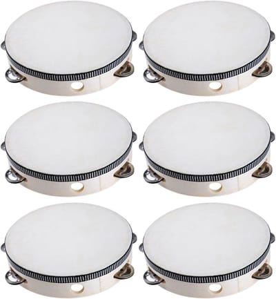 Tamboerijn Set - Handpercussie Instrument - Yoga Meditatie Feesten - 6 Stuks Houten - 15 cm