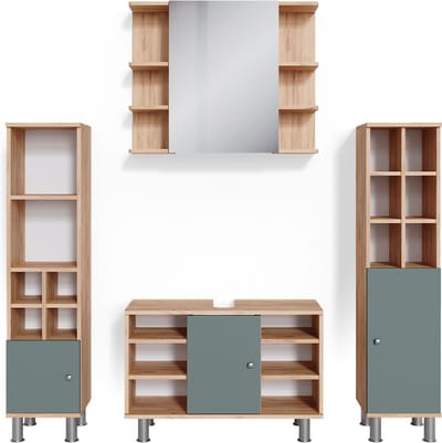 Vicco Fynn Badkamermeubel set – 4 delen, met hoge kast Groen